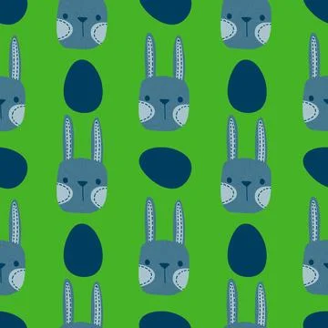 Easter rabbits seamless spring animals pattern for wrapping paper and fabrics Stockfoto's