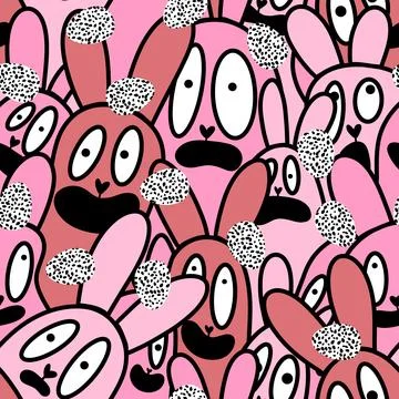 Easter rabbits seamless spring animals pattern for wrapping paper and fabrics Stock Photos