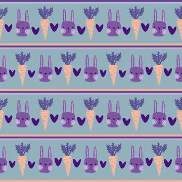 Easter rabbits seamless spring animals pattern for wrapping paper and fabrics Stock Photos