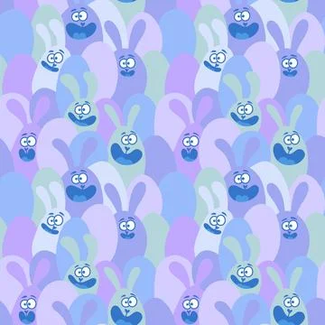 Easter rabbits seamless spring animals pattern for wrapping paper and fabrics Stockfoto's