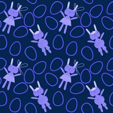 Easter rabbits seamless spring animals pattern for wrapping paper and fabrics Stock Photos
