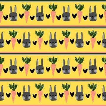 Easter rabbits seamless spring animals pattern for wrapping paper and fabrics Stock Photos