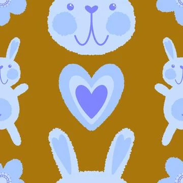 Easter rabbits seamless spring animals pattern for wrapping paper and fabrics Stockfoto's