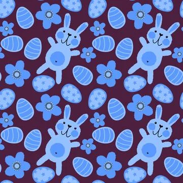 Easter rabbits seamless spring animals pattern for wrapping paper and fabrics Stock Photos