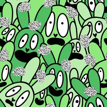 Easter rabbits seamless spring animals pattern for wrapping paper and fabrics Stockfoto's