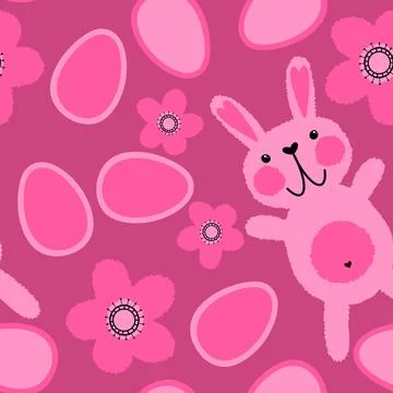Easter rabbits seamless spring animals pattern for wrapping paper and fabrics Stock Photos