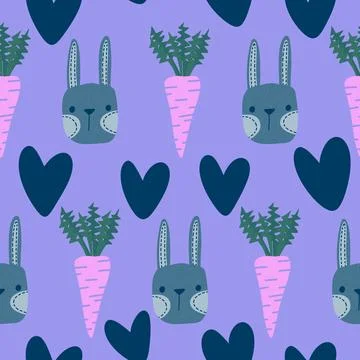 Easter rabbits seamless spring animals pattern for wrapping paper and fabrics Stock Photos