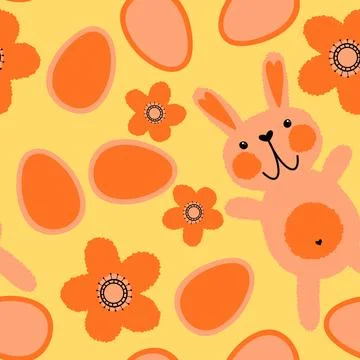 Easter rabbits seamless spring animals pattern for wrapping paper and fabrics Stock Photos