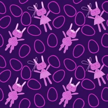 Easter rabbits seamless spring animals pattern for wrapping paper and fabrics 스톡 사진
