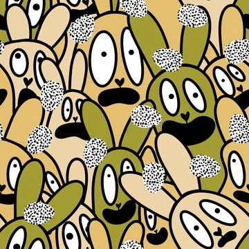 Easter rabbits seamless spring animals pattern for wrapping paper and fabrics Stock Photos