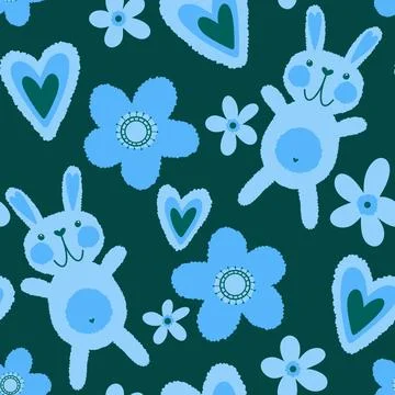 Easter rabbits seamless spring animals pattern for wrapping paper and fabrics 스톡 사진