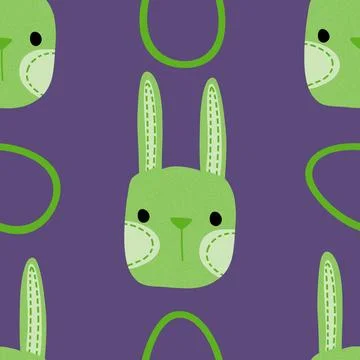 Easter rabbits seamless spring animals pattern for wrapping paper and fabrics Stockfoto's