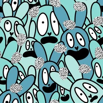 Easter rabbits seamless spring animals pattern for wrapping paper and fabrics Stock Photos