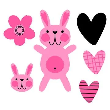 Easter rabbits set spring animals pattern for wrapping paper and fabrics Stockillustratie