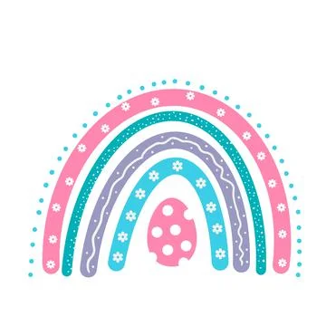 Easter Rainbow. Hand drawn cute boho clipart. Vector template for Easter bann Stock Illustration