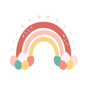 Easter rainbow with painted eggs. Happy Easter. Иллюстрация