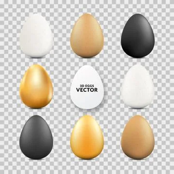 Easter realistic eggs set on transparent background. Vector 3d food illustrat Stock Illustration