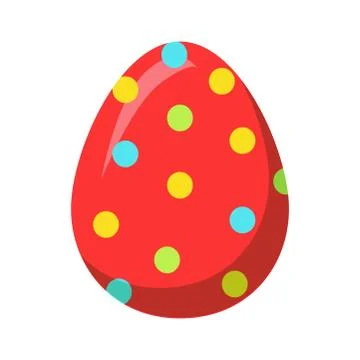 Easter Red Egg with Colorful Dot Vector Decoration 스톡 일러스트