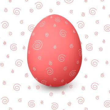 Easter red egg. Decorated festive egg with simple abstract decoration. rose,  Stock Illustration