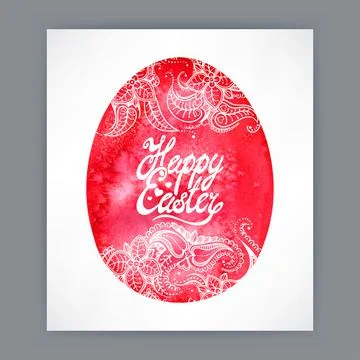 Easter red watercolor egg background Illustrazione stock