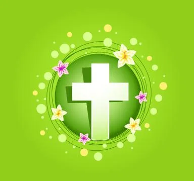 Easter religious cross spring card Stock Illustration