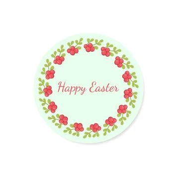 Easter round frame, garland, wreath, or border made of berry branch. Stock Illustration
