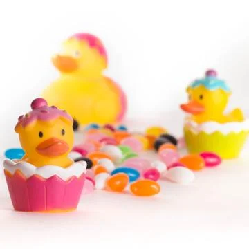 Easter rubber ducks Stock Photos