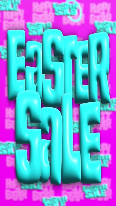 Easter Sale 3d inflated text in blue vertical background display Stock Footage 300362054