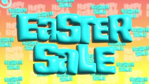 Easter Sale 3d inflated text in blue colorful background display for promotions Stock Footage 300362194