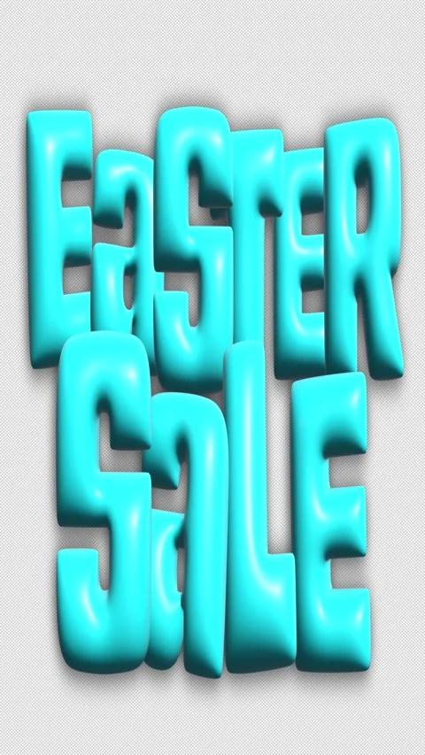 Easter Sale 3d inflated text overlay in blue isolated with alpha vertical Stock Footage 300364441
