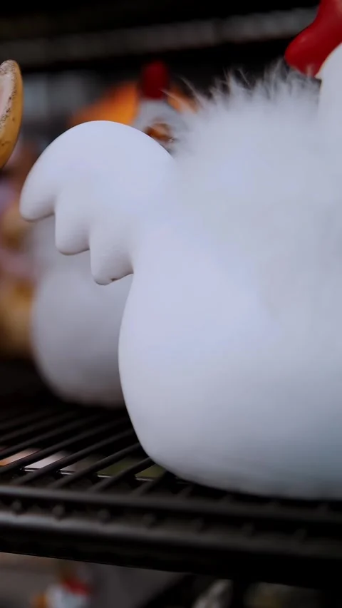 Easter sale. Different funny Easter bunny figurines, statuettes. shopping of Stock Footage 317171149