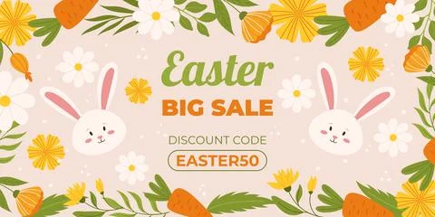 Easter sale horizontal background template for promotion. Design with paint.. Stock Illustration