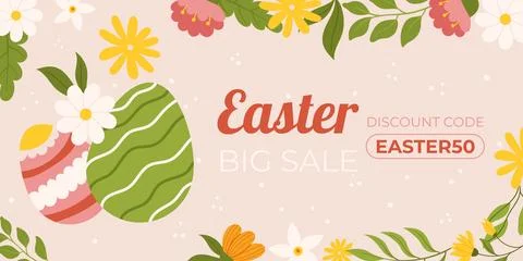Easter sale horizontal background template for promotion. Design with paint.. Stock Illustration