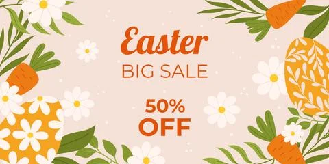 Easter sale horizontal background template for promotion. Design with paint.. Stock Illustration