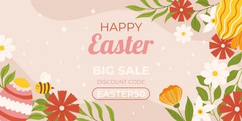 Easter sale horizontal background template for promotion. Design with paint.. Stock Illustration