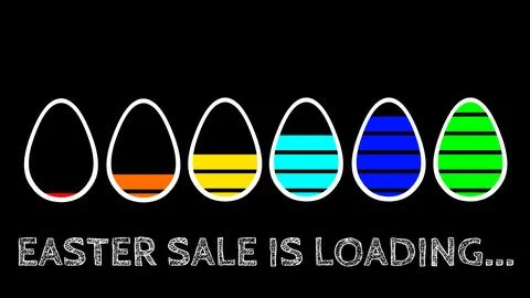 Easter sale is loading sign on black screen with colorful easter egg Stock Illustration