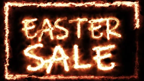 Easter Sale overlay text written with fire isolated on black Stock Footage 300363348