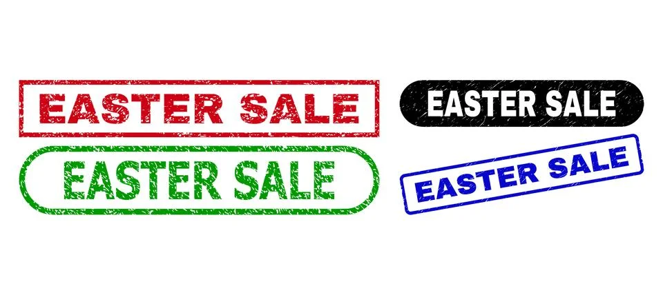 EASTER SALE Rectangle Stamps Using Unclean Texture Stock Illustration