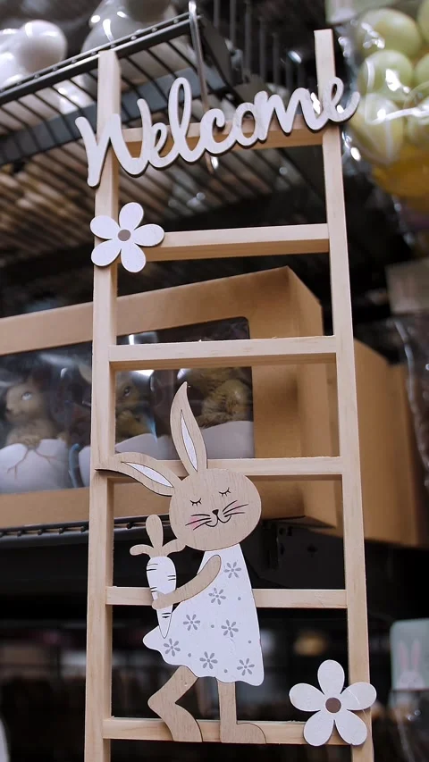Easter sale. shopping of Easter decorations and gifts for home in the shop. Stock Footage 316263214
