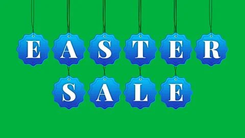 Easter sale tags in blue gradient colour on green screen Stock Illustration