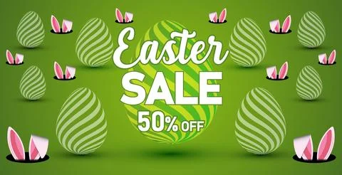 Easter Sale Web Banner, Spring Discount Design. Easter Header Marketing Banner Stock Illustration