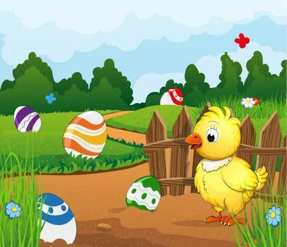 Easter scene background Stock Illustration
