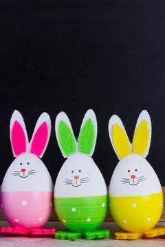 Easter scene with colored eggs Stock Photos