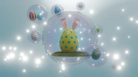 Easter scene featuring a colorful eggs with bunny ears Illustrazione stock