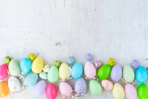 Easter scene with white eggs Stock Photos