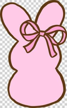 Easter School Bunny peep with bow Cartoon Hand Drawn Stock Illustration