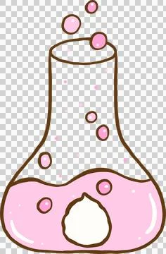 Easter School Flask Science Tool with Bunny butt Cartoon Hand Drawn Stock Illustration