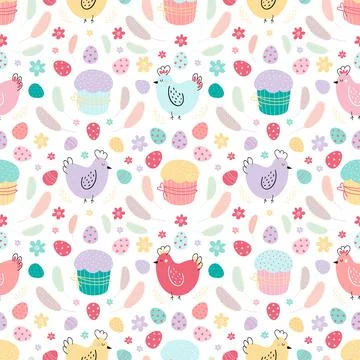 Easter seamless background.. Pattern with chickens eggs イラスト素材