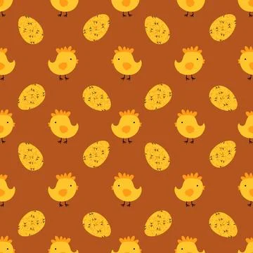 Easter seamless chicken pattern with eggs for wallpaper and fabrics and texti Illustrazione stock