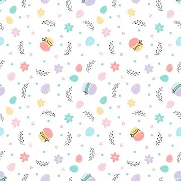 Easter seamless easter cake, eggs, willow, flowers Stock Illustration